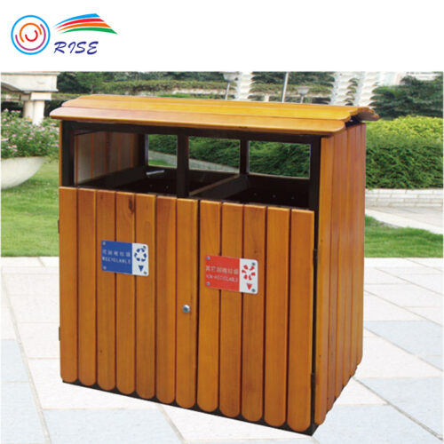 Wooden hotel outdoor dustbin supplier | WPC Outdoor Trashcan (J01-3068M)